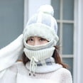 thumbnail image 5 of 3Pcs/Set Women Winter Thick Warm Woolen Knitted Beanie Hat Face Mask Neck Scarf, 5 of 8