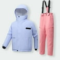 thumbnail image 2 of Generic Boys and Girls Children's Ski Suits Girls Outdoor Thick Windproof Boys Baby Big Children Ski Clothes Colorblock Snow Pants and Jacket Snowsuit Ski Suit(120,Purple), 2 of 5