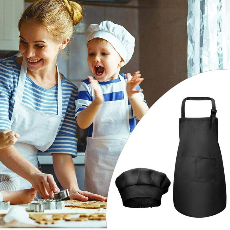 Kids Apron and Chef Hat Craft Apron with 2 Pockets Children