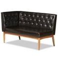 thumbnail image 3 of Baxton Studio Riordan Mid-Century Modern Dark Brown Faux Leather Upholstered and Walnut Brown Finished Wood 3-Piece Dining Nook Set, 3 of 10
