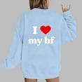 thumbnail image 2 of FUNUONY Sweatshirts pour Femmes, Saint-Valentin, Imprimé Myletter, Col Rond, Mode Décontractée, Manches Longues, Bleu L, 2 of 4