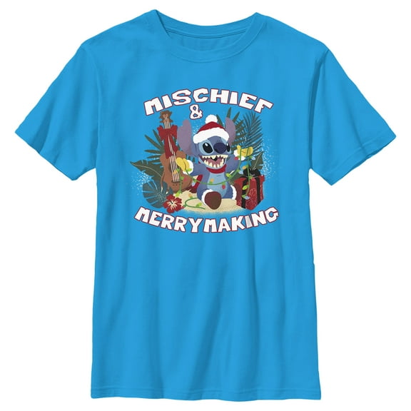 Boy's Lilo & Stitch Mischief and Merrymaking Graphic Tee Turquoise Medium