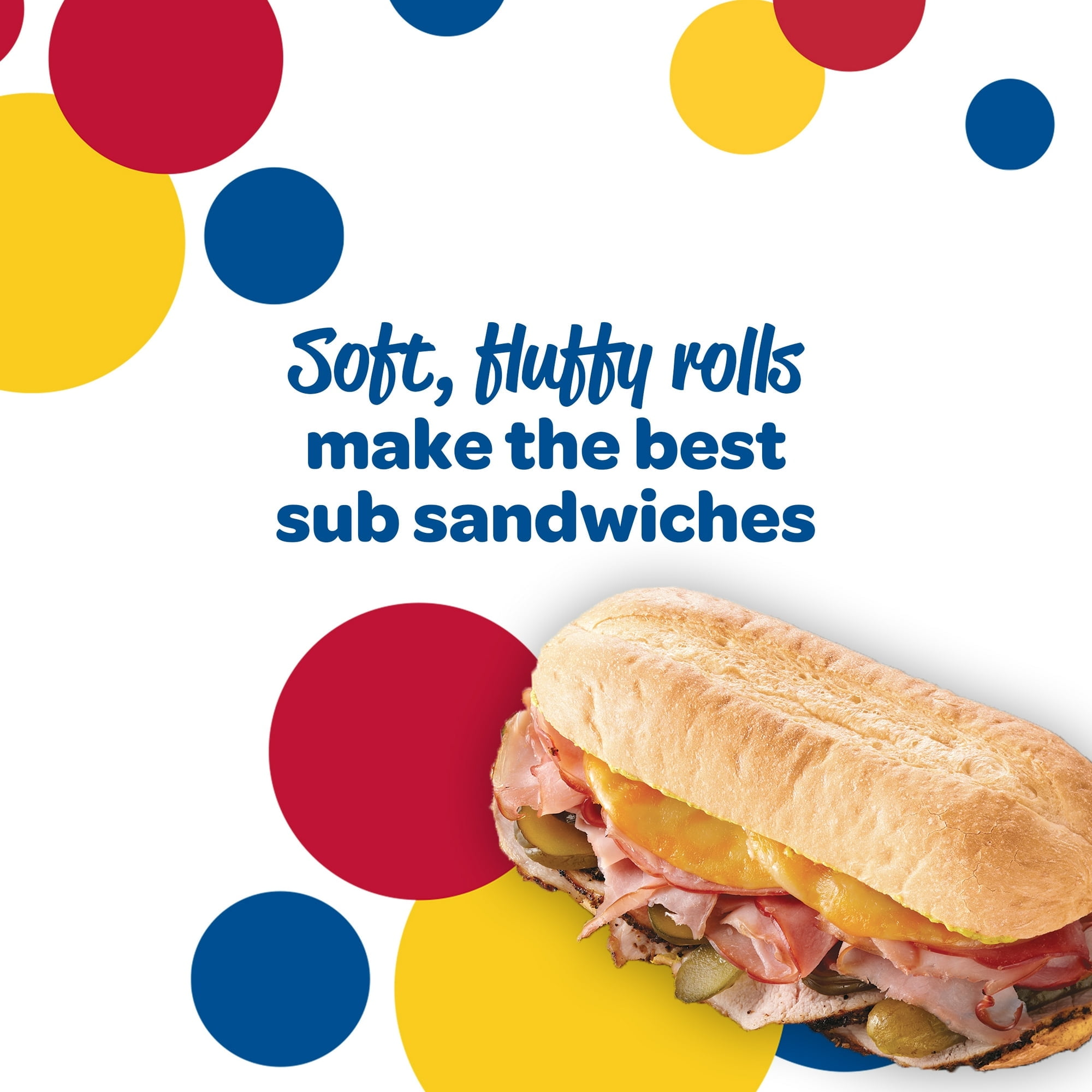 Wonder Bread Sub Rolls, White Bread Rolls, 19 oz, 6 Count