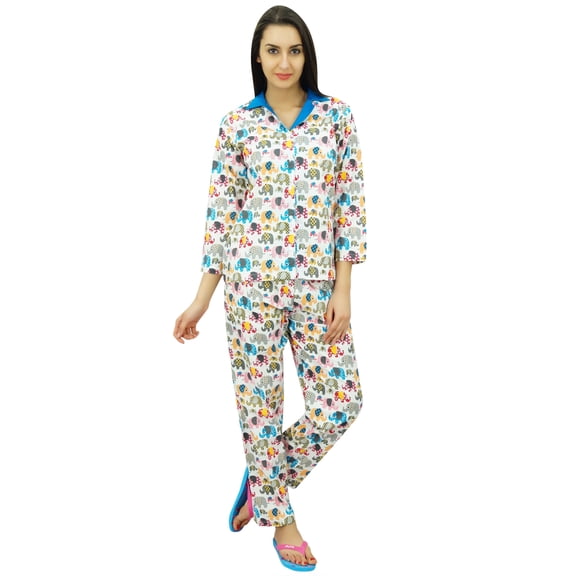 Bimba Button-Down Shirt With Pajama Pants Night Wear Set Lounge Wear Sleep Shirt