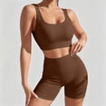 thumbnail image 4 of Women's Sports Set Gym 2 Piece Yoga Bra High Waist Seamless Shorts Outfit,Workout Activewear for Jogging Training Dance Running Brown XL, 4 of 7