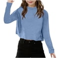 thumbnail image 2 of Girls Crewneck Sweatshirt Long Sleeve Pullover Crop Tops Sweatshirts Blue 9-10 Years, 2 of 7