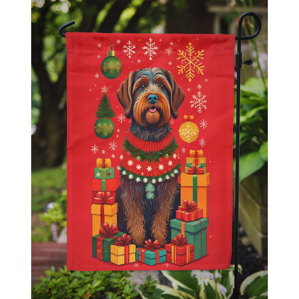 Wirehaired Pointing Griffon Holiday Christmas Garden Flag 11.25 in x 15.5 in