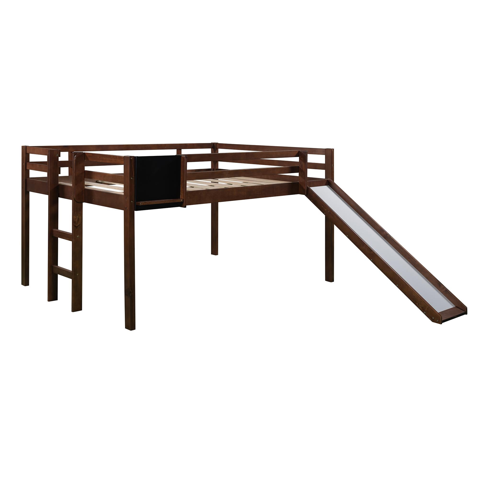 Buy Full Size Low Loft Bed with Convertible Slide and Chalkboard for