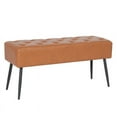 thumbnail image 3 of Abble 38" Wide Upholstered Entryway Bench, Tufted Ottoman Bench, Small Bed Room Bench, Casual Dining Room Bench, Brown, 3 of 7