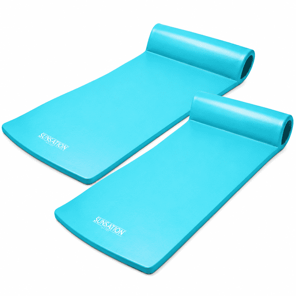 TRC Recreation Sunsation 1.75" Thick Foam Pool Float Lounger w/ Headrest, 2 Pack, Teal