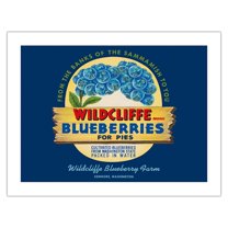 Wildcliffe Blueberries - Washington - Vintage Fruit Crate Label c.1950s - Bamboo Fine Art 290gsm Paper (Unframed) 17x22in