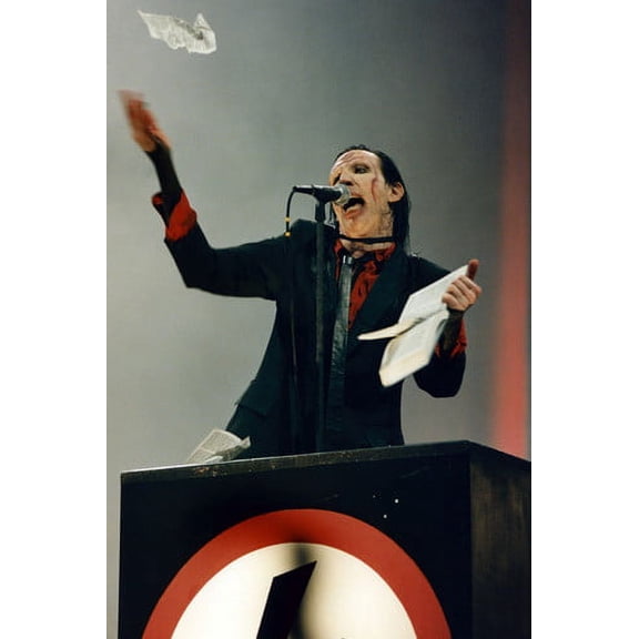 Marilyn Manson in suit on stage performing 24x36 Poster