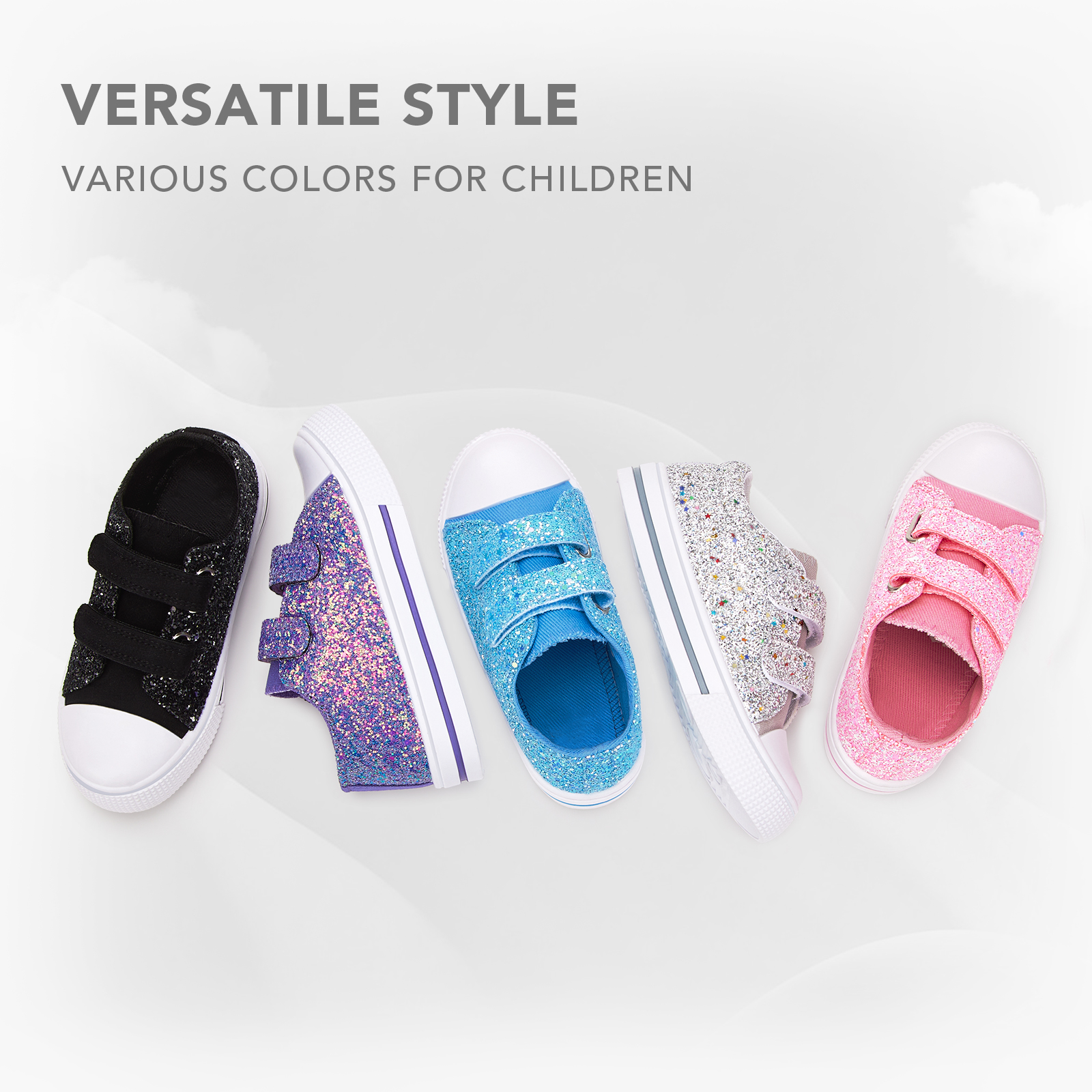 EUXTERPA Girls Glitter Canvas Sneakers with Hook-and-Loop photo 5