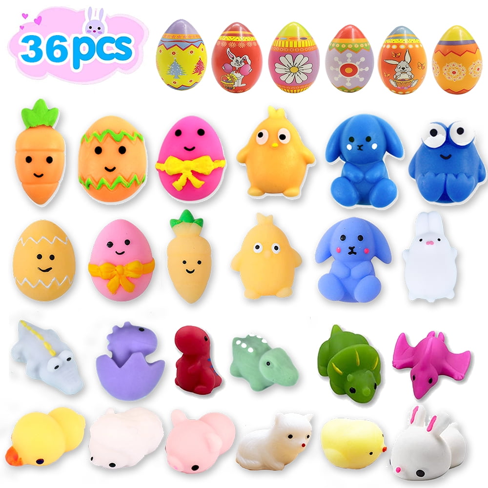 36Pack Squishy Toy Filled Easter Eggs, Mini Kawaii Mochi Squishy toys