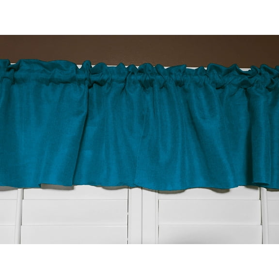 Faux Burlap Window Valance 58" Wide Solid Dark Turquoise