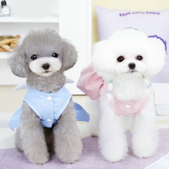 opvise Pet Dress Round Neck Sleeveless Eye-catching Cotton Pet Puppy Dog Angel Wings Dress Brick Red