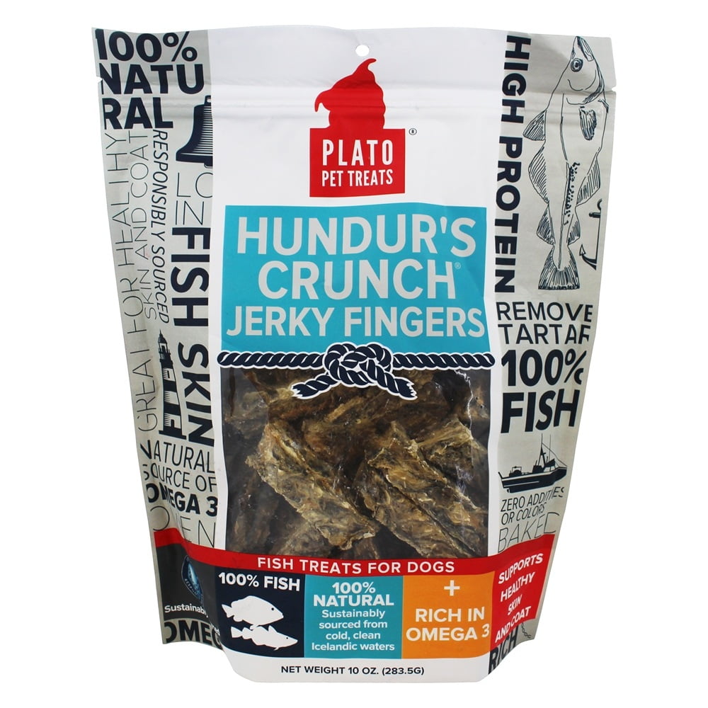 Photo 1 of **exp 09 01 25Plato Hundur's Crunch Fish Jerky Fingers Dog Treats, 10-oz bag