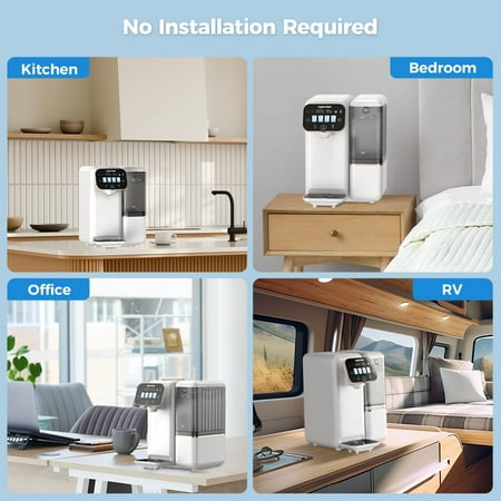 Hydrofast - B100 Countertop Reverse Osmosis Water Filter System, 6 Stage Filtration, 3:1 Pure to Drain, Water Purifier for Home - White