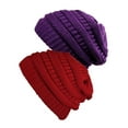 thumbnail image 1 of Womens Knit Beanie Cap Hat (2 PACK), Red/Purple, 1 of 1