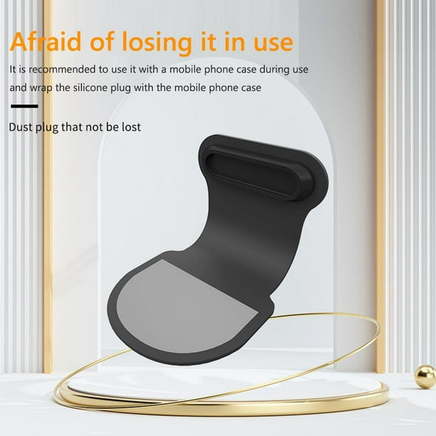 Tapón antipolvo para teléfono Puerto de carga Protector de silicona redondo para tipo C (negro)