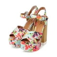 thumbnail image 5 of Qupid EK51 Women Tropical Peep Toe Criss Cross Block Heel Platform Sandal, 5 of 6