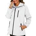 thumbnail image 4 of EchfiProm Women Windbreaker Jacket Packable White Lightweight Streetwear Hooded Waterproof Zip-up Coat, 4 of 8