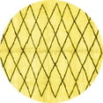 thumbnail image 1 of Ahgly Company Machine Washable Indoor Round Solid Yellow Modern Area Rugs, 5' Round, 1 of 4