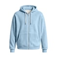 thumbnail image 5 of WULMLEO Waffle Knit Hoodies for Men Full Zip Drawstring Hooded Sweatshirts with Pocket Lightweight Loose Fit Athletic Jackets Light Blue 2XL, 5 of 5