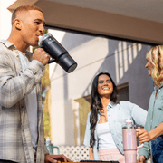 Cirkul 30oz Travel StrawSip Double-Wall Insulated Stainless Steel Tumbler with Handle, Taupe Tartan (Tan & White Checkerboard)