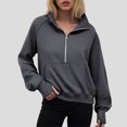 thumbnail image 2 of Womens Sweatshirts Half Zip Cropped Pullover Quarter Zipper Hoodies 2025 Fall Fashion Outfits Clothes (Dark Gray,S), 2 of 6