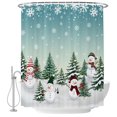 thumbnail image 2 of Shower Curtains for Bathroom, Aurora Christmas Snowman Waterproof Fabric Shower Curtain, Xmas Snowflake Tree Winter Decorative Bathroom Curtain for Bathtub, 72"x72", No Hooks Included, 2 of 9