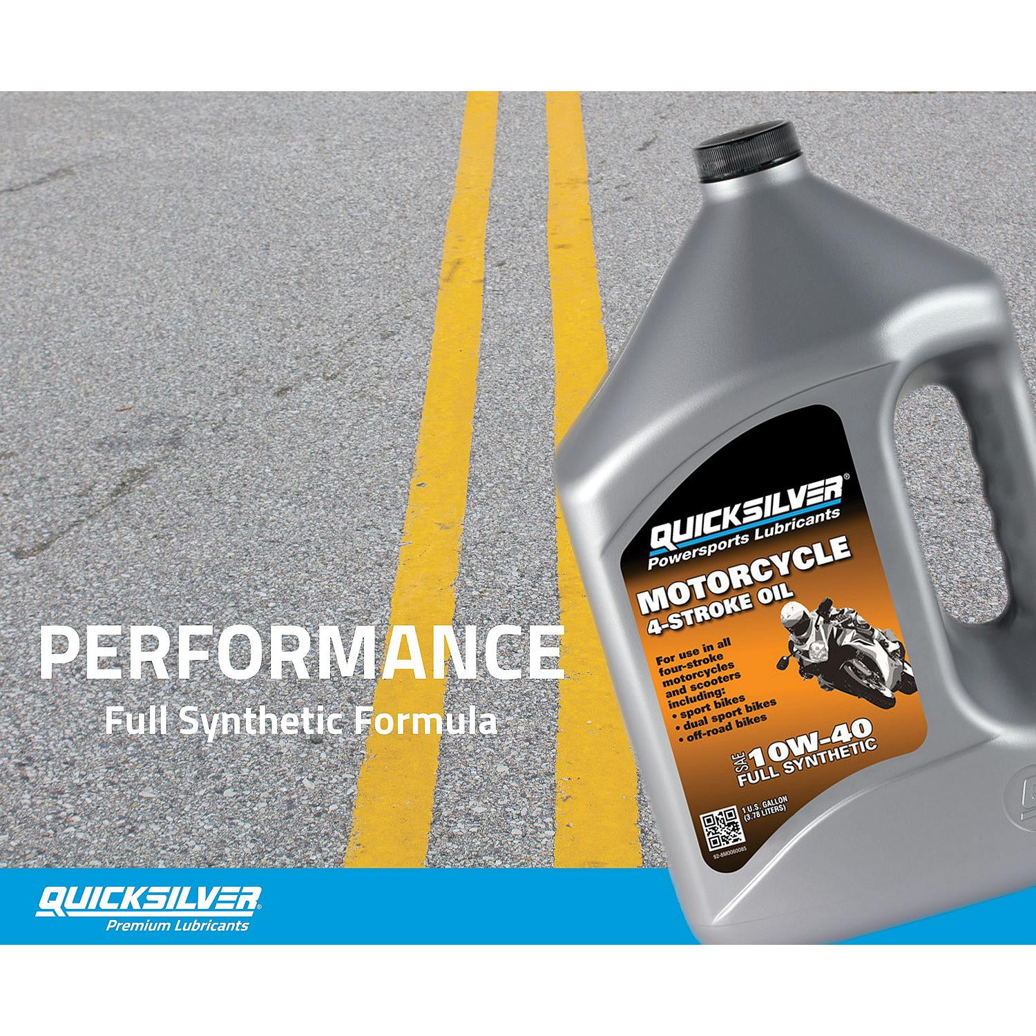 Quicksilver 10W-40 Full Synthetic Motorcycle Oil, 1 Gallon
