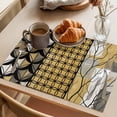 thumbnail image 3 of Black Grey Yellow Placemats Set of 4 Vintage Abstract Art Geometric Place Mats Indoor Wipeable Table Mats Washable Cloth Dining Table Placemats for Kitchen Holiday Party Home Decor 13x19 Inch, 3 of 9