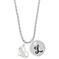 thumbnail image 1 of Delight Jewelry Silvertone Labrador Silhouette Heart Silvertone Script Initial Disc - L - Charm Necklace, 20"+3", 1 of 4