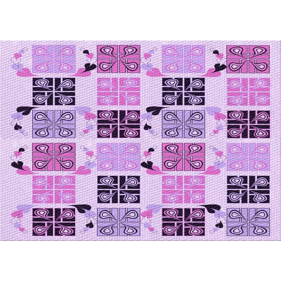 Ahgly Company Indoor Rectangle Patterned Blossom Pink Area Rugs, 8' x 10'