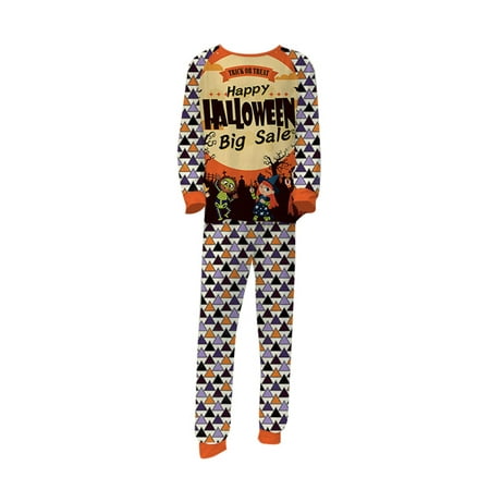 

Gureui Matching Family Casual Nightwear Suit Set Kids Adults Triangle Letter Cartoon Printed Round Neck Long Sleeve Tops+ High Waist Long Pants Home wear