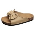 thumbnail image 4 of Rokment Womens Bowknot Cork Footbed Slip on Slides Sandals Beach Casual Suede Open Toe Platform Dress Slippers Comfortable Wide Width Walking Flat Summer Khaki Size 8, 4 of 5