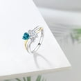 thumbnail image 4 of Gem Stone King 925 Silver and 10K Yellow Gold London Blue Topaz and White Moissanite and White Lab Grown Diamond Ring for Women (0.99 Cttw, November Birthstone, Heart Shape 5MM, Size 7), 4 of 5