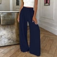 thumbnail image 4 of Inleife Women's Wide Leg Trousers Fashion Ladies Solid Elastic Waist Loose Fitting Long Pants with Pocket, 4 of 6