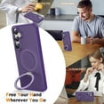 thumbnail image 4 of Case for Samsung Galaxy S24 with Magnetic Invisible Stand Compatible with MagSafe Lightweight and Translucent Matte Back Shockproof Protective Case Men Women Purple, 4 of 14