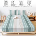 thumbnail image 5 of King Size Fitted Sheet Set - Teal Aqua Stripes 3 Piece Bedding Sets 16" Deep Pocket Fitted Sheet with 2 Pillowcases, Minimalist Abstract Vertical Lines Brushed Microfiber Hotel Luxury Bed Sheets, 5 of 9