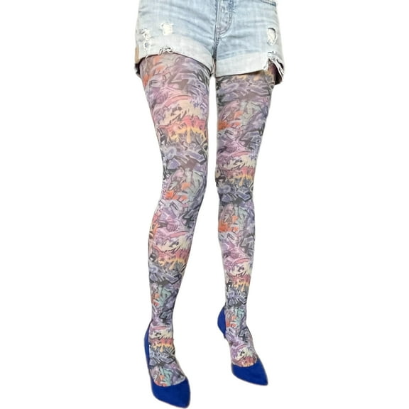 Street Art Patterned Tights for Women