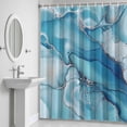 thumbnail image 5 of Marble Texture Shower Curtain for Bathroom Decor, Blue Green Shinny Modern Abstract Waterproof Fabric Shower Curtain, 72"x84" Set with 12 Hooks, 5 of 9