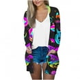 thumbnail image 2 of WXLWZYWL Womens Halloween Cardigan Plus Size Open Front Lightweight Pumkin Bat Spide Web Ghost Witch Print Blouse Cute Spooky Pattern Cardigans, 2 of 6