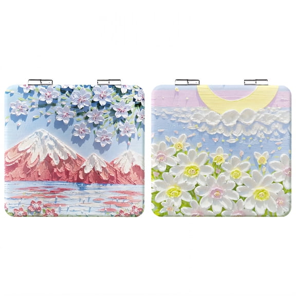 RAGUPEL 2Pcs Hand Mirror Compact and Portable Design Hand Mirrors with Handle Dual-Sided Magnification Feature Handheld Mirror Mixing1