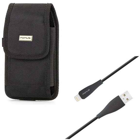 Case Belt Clip w 10ft USB Cable for iPhone XR - Swivel Holster Rugged Cover Pouch, Charger Cord Power Wire Long Sync Compatible With iPhone XR