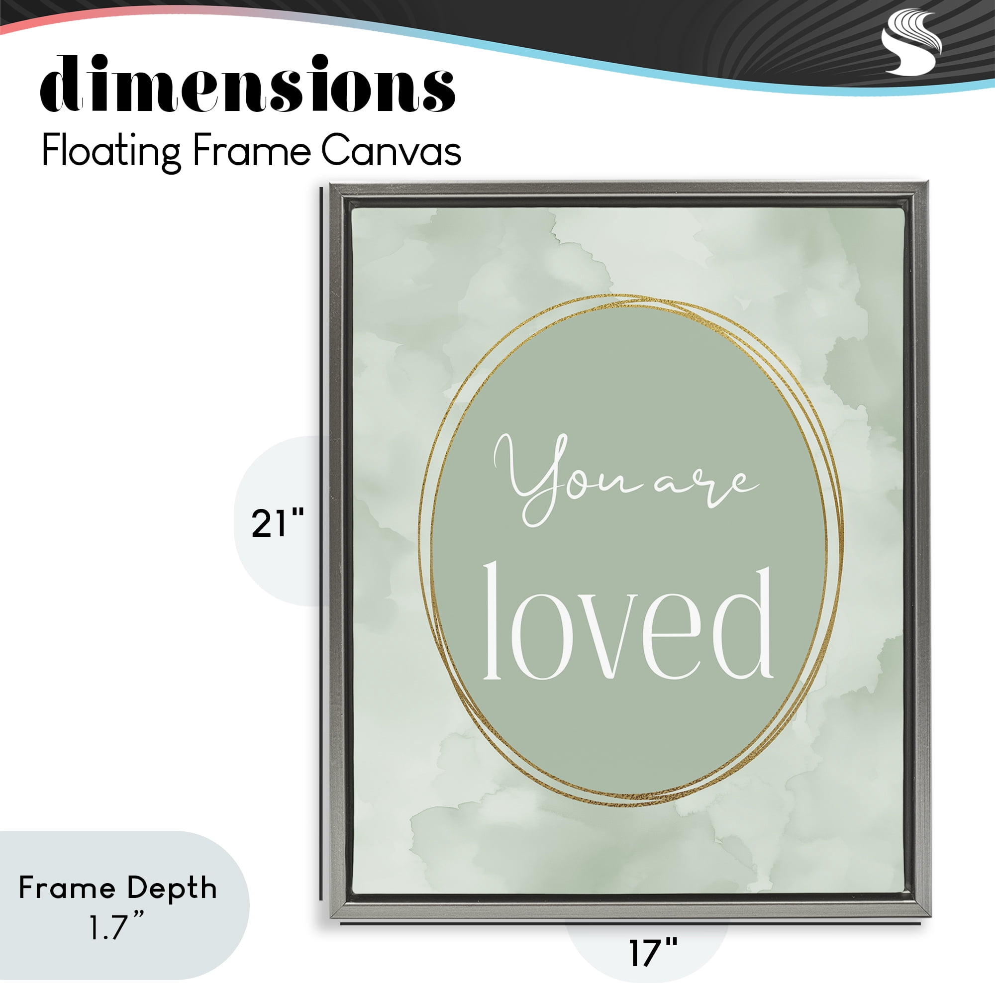 Stupell Industries Green Golden Affirmation Gray Framed Floater Canvas Wall Art, design by Christine Simpson Art