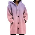 thumbnail image 2 of Fanxing Women's Winter Knitted Thick Cardigan Hoodie Sweater Coat Gradient Long Sleeve Buttons Down Warm Crochet Jakcet with Pocket Pink L, 2 of 5