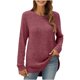 thumbnail image 2 of Sudaderas para mujer,Top informal holgado de cuello redondo para mujer, tejido acanalado cepillado, escote en V, bajo redondeado, 95 % poliéster, 5 % elastano, uso diario, sopatenor, 2 of 8