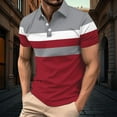 thumbnail image 2 of YLSDY Button Collared Shirts for Men 2025 Casual Button Stripes Shirt Summer Classic Short Sleeve Golf T-Shirt Slim Fit Tennis Tops Red L, 2 of 7